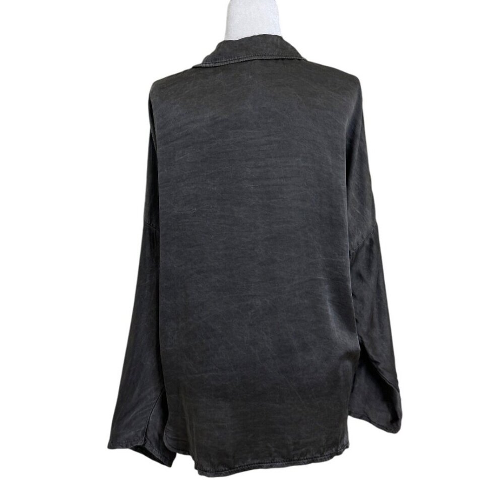 JS Millenium Top Grey Button-Up Long Sleeve Blouse Italy Women One Size Fit All - Picture 3 of 7